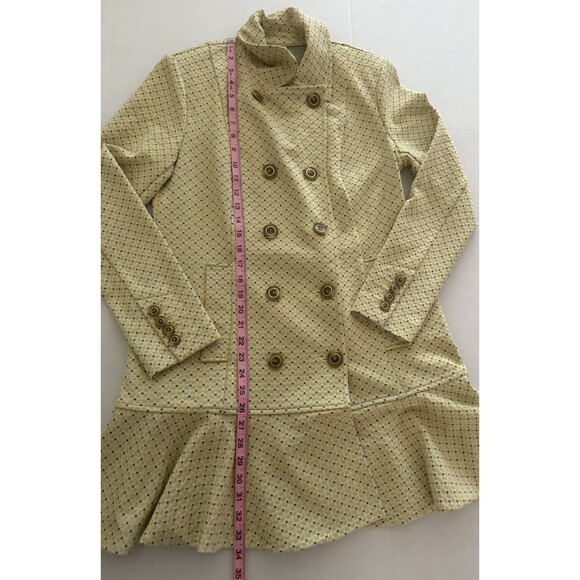 Cabi Hobnob Topper Coat Size S Yellow Black Daffodil Print Double Breasted #6249 - Picture 9 of 15